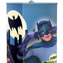 Load image into Gallery viewer, The Bradford Exchange Batman Floor Lamp Features Colorful Graphics of Robin Batgirl Catwoman Joker Penguin Riddler Mr Freeze and Egghead on 4 Sided Fabric Shade with Hands Free Floor Switch 5'-Feet - RCE Global Solutions