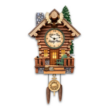 Load image into Gallery viewer, Log Cabin Illuminated Wall Clock With Wilderness Sounds by The Bradford Exchange - RCE Global Solutions