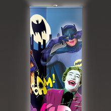 Load image into Gallery viewer, The Bradford Exchange Batman Floor Lamp Features Colorful Graphics of Robin Batgirl Catwoman Joker Penguin Riddler Mr Freeze and Egghead on 4 Sided Fabric Shade with Hands Free Floor Switch 5'-Feet - RCE Global Solutions
