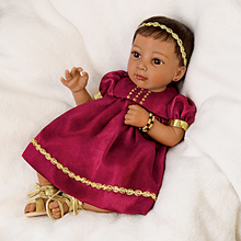 Load image into Gallery viewer, The Ashton - Drake Galleries Mira's Family Celebration So Truly Real® Lifelike Weighted Baby Girl Doll Hindu Satin Dress and Soft RealTouch® Vinyl Skin by Master Doll Artist Ina Volprich 14"-inches - RCE Global Solutions