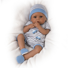Load image into Gallery viewer, The Ashton - Drake Galleries Mama's Little Love Bug Interactive Coos and Has Heartbeat Lifelike So Truly Real® African American Black Baby Boy Doll with Soft RealTouch® Vinyl Skin by Linda Murray 17" - RCE Global Solutions