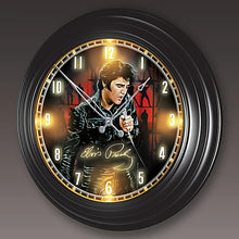 Load image into Gallery viewer, The Bradford Exchange Elvis Presley Indoor and Outdoor LED Illuminated Self Setting Atomic Clock by Bruce Emmett 14-inches - RCE Global Solutions