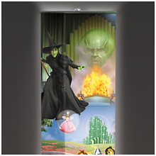 Load image into Gallery viewer, The Bradford Exchange The Wizard of Oz Floor Lamp Decor with Follow the Yellowbrick Road to Emerald City Art on 4 Sided Fabric Shade Wood Tone Base With Foot Pedal Switch 5'-Feet - RCE Global Solutions