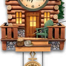 Load image into Gallery viewer, Log Cabin Illuminated Wall Clock With Wilderness Sounds by The Bradford Exchange - RCE Global Solutions