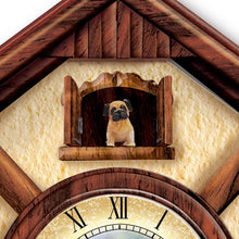 Load image into Gallery viewer, The Bradford Exchange Linda Picken's Playful Pugs Wooden Cuckoo Clock - RCE Global Solutions