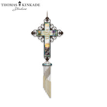 Load image into Gallery viewer, The Bradford Exchange Heavensong Wind Chime "Faith" Metal Cross Musical Metal Chimes with Artwork by Thomas Kinkade with Bible Passages 7"W x 18"H - RCE Global Solutions