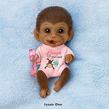 Load image into Gallery viewer, The Ashton-Drake Galleries Happy Little Handfuls Monkey Doll Collection "Laugh Out Loud Lara" Issue #1 Miniature Full Body Silicone Monkey Dolls with Pacifiers 4-inches - RCE Global Solutions
