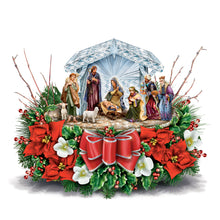 Load image into Gallery viewer, The Bradford Exchange "O Holy Night" Always in Bloom™ Illuminated Crystal Centerpiece with Nativity Scene by Thomas Kinkade 8-inches - RCE Global Solutions