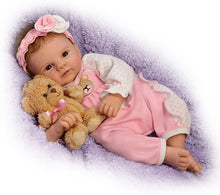 Load image into Gallery viewer, The Ashton-Drake Galleries Unbearably Cute So Truly Real Baby Doll with Plush Teddy Bear by Violet Parker 17"- inches - RCE Global Solutions
