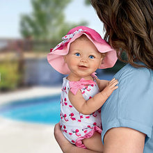 Load image into Gallery viewer, The Ashton-Drake Galleries Sweet Summer Splashes Baby Doll RealTouch Vinyl Collectible Baby Doll with Hand-Rooted Hair, Flamingo Swimsuit &amp; Pool Toy by Linda Murray 18-inches
