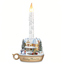 Load image into Gallery viewer, The Bradford Exchange Lights of the Season Candle Collection Issue #2 Holiday Memories Holiday Flameless Candles with Heartwarming Sculptures Hand-painted Christmas Decor by Thomas Kinkade 9-inches
