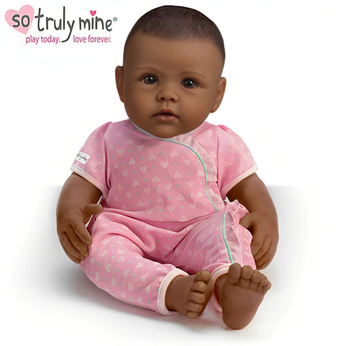 The Ashton-Drake Galleries So Truly Mine® Black Hair Brown Eyes Dark Skin Handcrafted with RealTouch® Vinyl Poseable and Weighted Baby Doll Collection Issue #11 by Master Doll Artist Linda Murray 15-inches - RCE Global Solutions