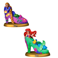 Load image into Gallery viewer, The Bradford Exchange Disney Princess Perpetual Calendar Collection Issue #3: MAY-JUN Featuring Rapunzel &amp; Ariel Handcrafted and Hand-Painted High-Heeled Shoe Sculptures 2.75-inches - RCE Global Solutions
