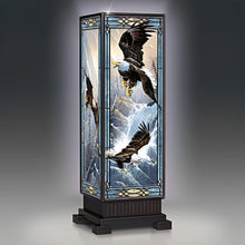 Load image into Gallery viewer, The Bradford Exchange Masters Of The Sky Rectangular Stained-Glass Eagle Art Lamp by Ted Blaylock 14-inches - RCE Global Solutions
