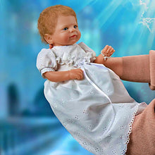 Load image into Gallery viewer, The Ashton-Drake Galleries Child of God Baby Doll RealTouch Vinyl Hand-Rooted Hair White Lace Dress Cross Bracelet Collectible Doll by Master Doll Artist Violet Parker 17 -inches
