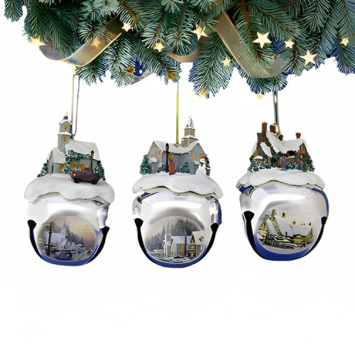 The Ashton-Drake Galleries Winter Sleigh Bells #14 Ornament Collection Set of 3 Christmas Decoration by Thomas Kinkade 3-inches - RCE Global Solutions