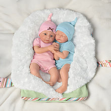 Load image into Gallery viewer, The Ashton-Drake Galleries Madison and Mason Lifelike So Truly Real® Poseable Baby Girl Boy Twin Doll Set With Soft RealTouch® Vinyl Skin and Custom Baby Bunting by Artist Donna Lee 13&quot;-Inches
