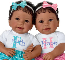 Load image into Gallery viewer, The Ashton - Drake Galleries Hope and Faith So Truly Real® Twin African American Black Baby Girl Doll Set Fully Poseable with Soft RealTouch® Vinyl Skin by Master Doll Artist Linda Murray 14&quot;-Inches
