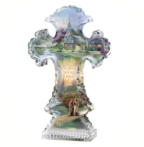 The Bradford Exchange Crystal Cross Peace Religious Sculpture Inspirations of Hope Cross Collection Issue #3 by Thomas Kinkade 6.5-inches - RCE Global Solutions