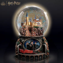 Load image into Gallery viewer, The Bradford Exchange Harry Potter Journey To Hogwarts Express Illuminated Musical Glitter Snow Globe Handmade Lighted Sculpture With Hermione Ron and Moving Train Plays Hedwigs Theme Song 7-Inches - RCE Global Solutions
