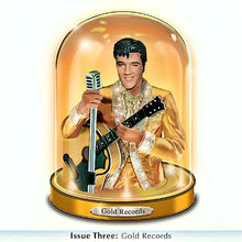 Load image into Gallery viewer, The Bradford Exchange Timeless Legend Sculpture Collection Issue #3: Gold Records Elvis Presley Handcrafted Glass Dome Sculpture in Bejeweled Jumpsuit with Illuminating Base 7-inches - RCE Global Solutions
