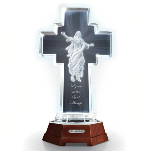 The Bradford Exchange Word of God Glass Cross Religious Sculpture Lord Cross Collection Issue #10 by Louis Comfort Tiffany & Renee Lalique 11-inches - RCE Global Solutions