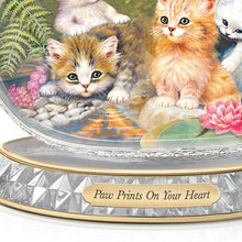 Load image into Gallery viewer, The Bradford Exchange &quot;Paw Prints On Your Heart&quot; Glass Art Clock by Jürgen Scholz 4.5-inches - RCE Global Solutions
