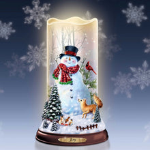 Load image into Gallery viewer, The Bradford Exchange Joy Flameless Candles With Snowflake Projectors Flurries of Light Candle Collection Issue #2 Hand-Cast and Hand-Painted Miniature Landscape with Glittery Snow-Covered Forest Christmas Decoration by Dona Gelsinger 6.5-inches - RCE Global Solutions
