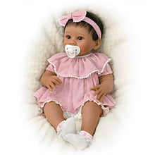 Load image into Gallery viewer, The Ashton-Drake Galleries Camila Lifelike Baby Doll In Custom Outfit RealTouch Vinyl Skin Weighted Cloth Body Hand-rooted Hair Poseable by Sherry Rawn 17-inches - RCE Global Solutions
