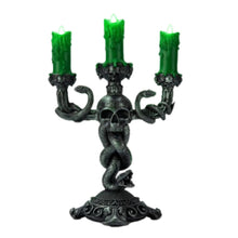 Load image into Gallery viewer, The Bradford Exchange Harry Potter Dark Art Candelabra Collection Issue #1: The Dark Mark Inspired by Voldemort Handcrafted and Hand-painted Illuminated Flameless Candle Halloween Decor 10-inches
