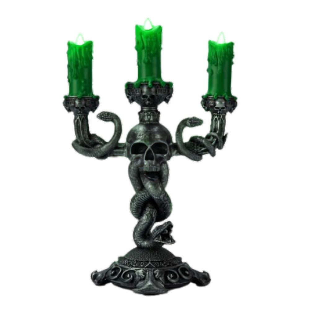 The Bradford Exchange Harry Potter Dark Art Candelabra Collection Issue #1: The Dark Mark Inspired by Voldemort Handcrafted and Hand-painted Illuminated Flameless Candle Halloween Decor 10-inches