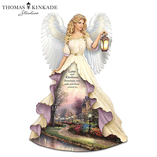 The Hamilton Collection Radiance Of Love And Kindness Handcrafted and Hand-painted Figurine Illuminated Angel With Glowing Lamplight Lane Gown by Thomas Kinkade 7-inches - RCE Global Solutions