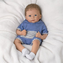 Load image into Gallery viewer, The Ashton-Drake Galleries Caleb Lifelike Weighted TrueTouch™ Silicone Baby Doll with Rooted Hair by Linda Murray 18-inches
