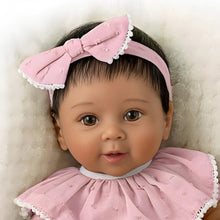 Load image into Gallery viewer, The Ashton-Drake Galleries Camila Lifelike Baby Doll In Custom Outfit RealTouch Vinyl Skin Weighted Cloth Body Hand-rooted Hair Poseable by Sherry Rawn 17-inches - RCE Global Solutions
