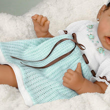 Load image into Gallery viewer, The Ashton-Drake Galleries Alicia&#39;s Gentle Touch Curls Her Hand Around Your Finger So Truly Real® Lifelike Interactive &amp; Realistic African American Black Baby Girl Doll by Linda Murray 22-inches - RCE Global Solutions
