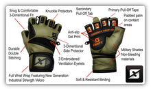 Load image into Gallery viewer, Skott Tactical Green Weightlifting Gloves Military Style Gym with Wrist Wrap Support Anti-Slip Gel Grip Flexible Finger Protection Durable Training Best Body Building Fitness and Exercise Accessories Unisex
