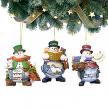 Load image into Gallery viewer, The Ashton-Drake Galleries Memories of Christmas Snowman Ornament Collection Issue #7 Set of 3 Christmas Decoration by Thomas Kinkade 4-inches - RCE Global Solutions
