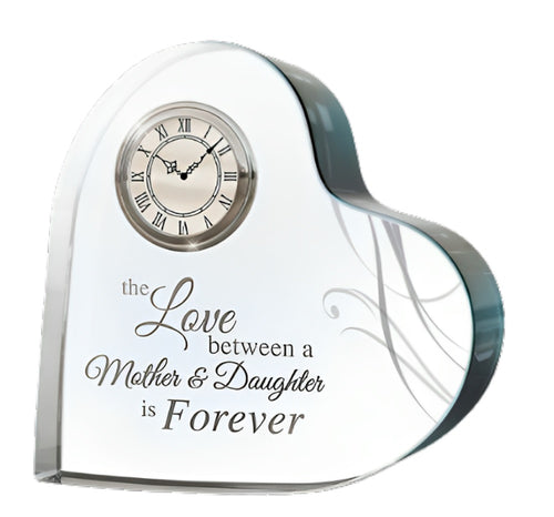 The Bradford Exchange Mother Daughter Forever Loved Crystal Clock Issue #1 A Heartfelt Bond in Time Crafted Genuine Crystal Heart Shaped Design 4-inches