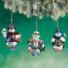 Load image into Gallery viewer, The Bradford Exchange Snow-Bell Holidays Ornaments #2 Set of 3 Christmas Decoration by Thomas Kinkade 3.5-inches - RCE Global Solutions
