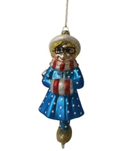 Load image into Gallery viewer, The Ashton-Drake Galleries Classic Mrs. Beasley Blown Glass Ornament Collection Issue #19: Mrs. Beasley Skating Celebrating 55 Years of Family Affair Hand-Painted with Golden Glitter Accents Christmas Decor 6-inches
