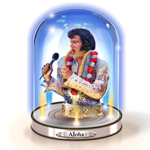 Load image into Gallery viewer, The Bradford Exchange Timeless Legend Sculpture Collection Issue #1: ALOHA Elvis Presley Handcrafted Glass Dome Sculpture in Bejeweled Jumpsuit with Illuminating Base 7-inches - RCE Global Solutions

