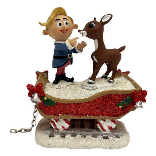 The Bradford Exchange Were A Couple Misfits Lighting The Holiday Path All Aboard The Rudolph® Express Collection Issue #9 A Delightful Celebration of Christmas Cheer Handcrafted & Hand Painted Christmas Decoration 4.5-inches - RCE Global Solutions