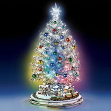 Load image into Gallery viewer, The Bradford Exchange Thomas Kinkade Silver Blessings Christmas Tree Handcrafted Tabletop Decoration With Color Changing Lights 30 Ornaments And a Holiday Village Encircled By a Moving Train Plays 8 Holiday Carols 17&quot; - RCE Global Solutions
