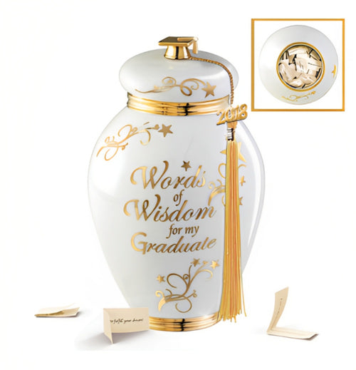 The Bradford Exchange Words of Wisdom for My Graduate Musical Wish Ja A Year Long Celebration of Achievement Heirloom Porcelain Trim Accented in 22K Gold 7-inches