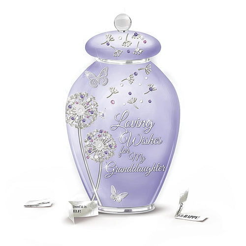 The Bradford Exchange A Year Of Wishes Heirloom Porcelain Granddaughter Musical Wish Jar with 365 Unique Affirmations 7.25-inches - RCE Global Solutions