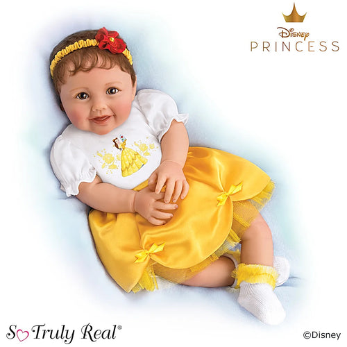 The Ashton-Drake Galleries Disney Perfect Little Princess Belle So Truly Real® Baby Doll with Belle-Inspired Outfit RealTouch® Vinyl Skin by Ping Lau 18-inches