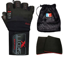 Load image into Gallery viewer, Skott Nemesis X Weightlifting Gloves Gym Gloves with Extended Wrist Wrap Support, Durable Grip and Breathable Design for Training, Fitness &amp; Bodybuilding Unisex
