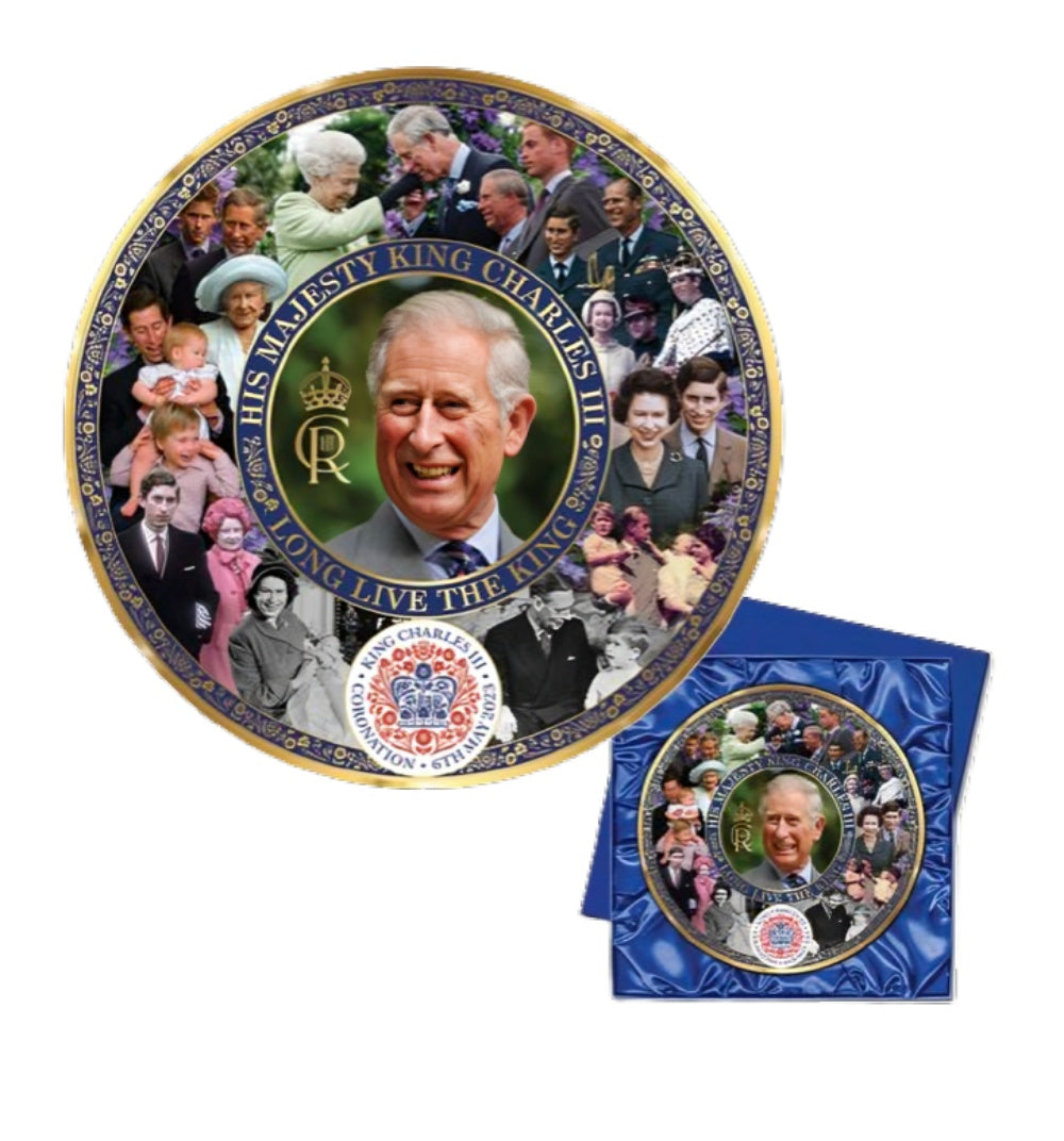 The Bradford Exchange 30.5cm Heirloom Porcelain® Plate The Coronation of His Majesty, King Charles III Limited Edition with 22K Gold Rim & Deluxe Presentation Case