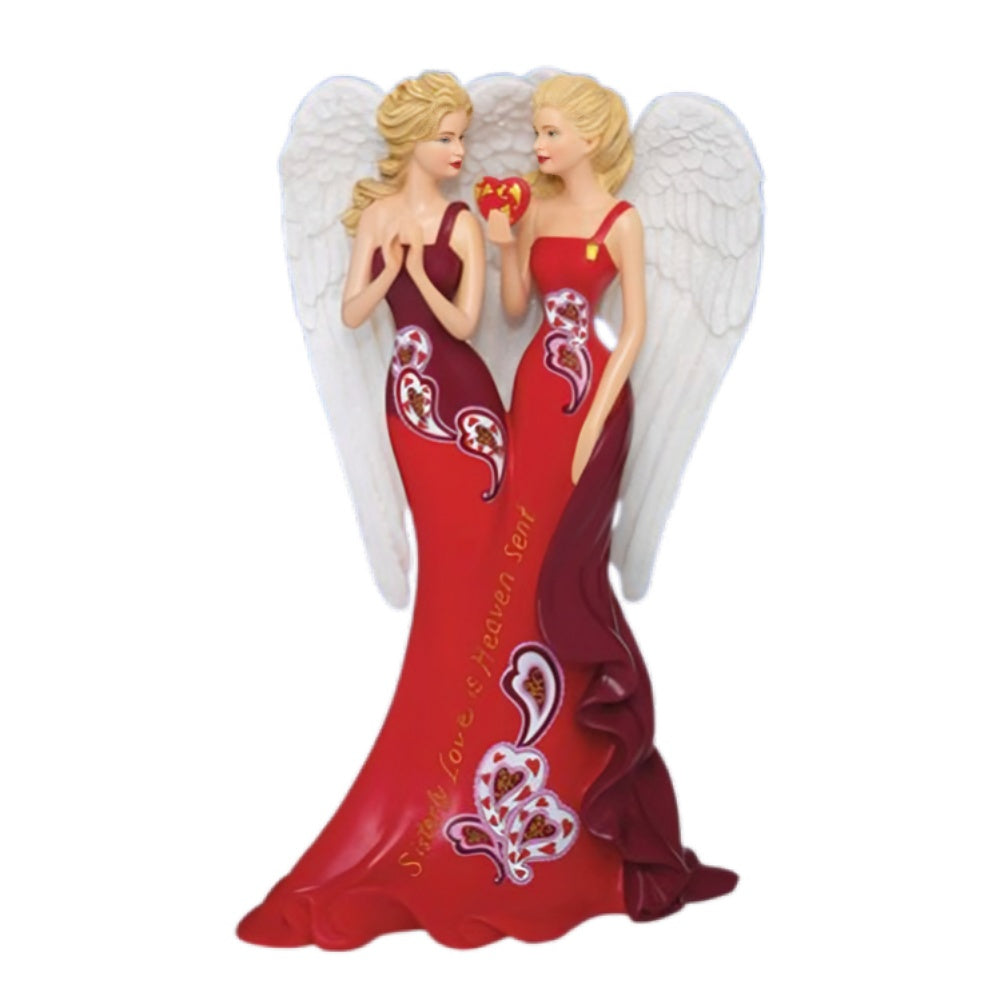 The Hamilton Collection Angelic Sisters of Heartfelt Promises Collection Issue #6 'Sisterly Love Is Heaven Sent' Figurine Handcrafted with Glitter-Kissed Wings & Heartfelt Details by Thomas Kinkade 7-inches