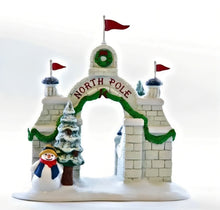 Load image into Gallery viewer, The Bradford Exchange Thomas Kinkade North Pole Village Issue #5: North Pole Gate Accesory Handcrafted Hand-Painted Christmas Village Collectible Holiday Decor by Hawthorne Village 5-inches

